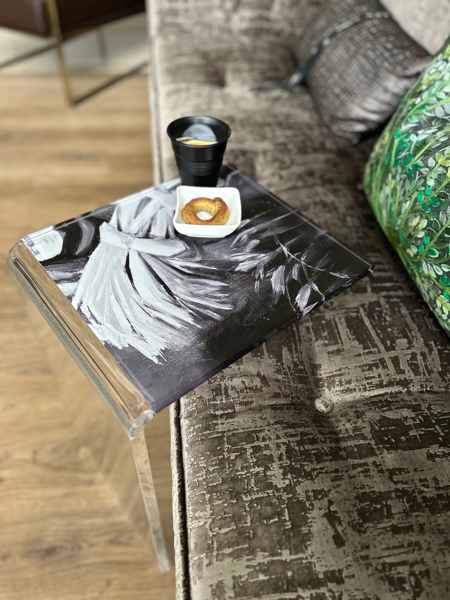 Black & White C Shaped Table